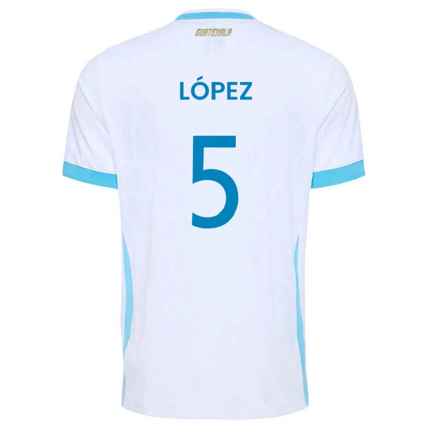 Danxen Niño Camiseta Guatemala Jeffery López #5 Blanco Azul Cielo Oro 1ª Equipación 26-28 La Camisa México