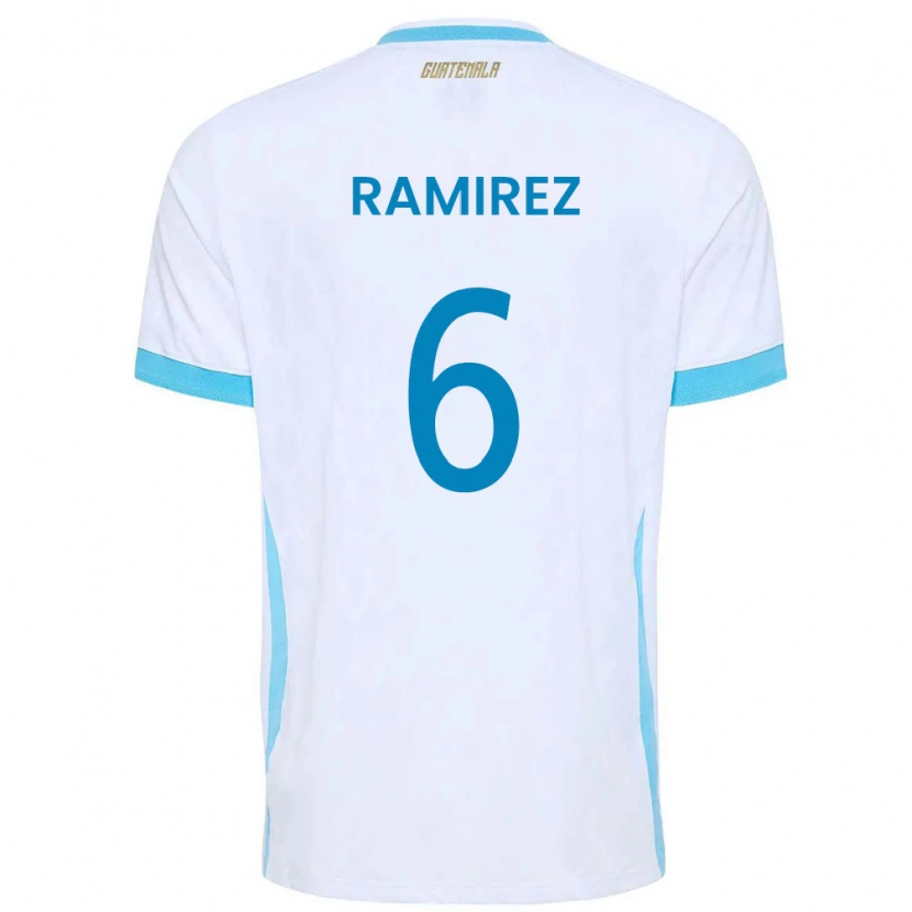 Danxen Niño Camiseta Guatemala Kevin Ramírez #6 Blanco Azul Cielo Oro 1ª Equipación 26-28 La Camisa México