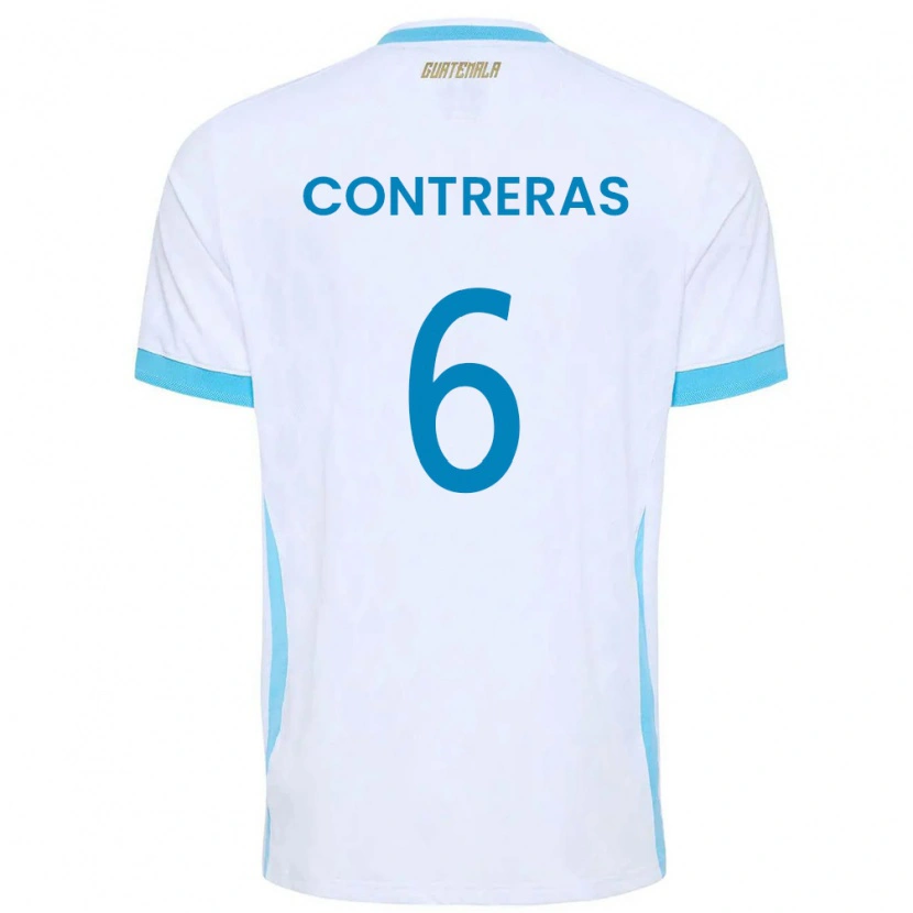 Danxen Niño Camiseta Guatemala María Contreras #6 Blanco Azul Cielo Oro 1ª Equipación 26-28 La Camisa México