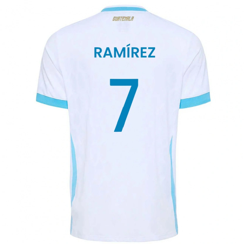 Danxen Niño Camiseta Guatemala Leslie Ramírez #7 Blanco Azul Cielo Oro 1ª Equipación 26-28 La Camisa México