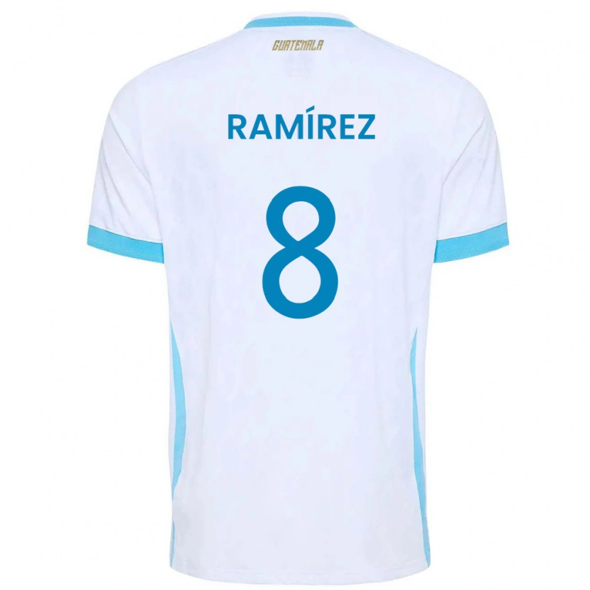 Danxen Niño Camiseta Guatemala Dennis Ramírez #8 Blanco Azul Cielo Oro 1ª Equipación 26-28 La Camisa México