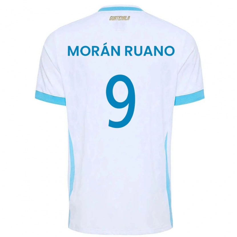 Danxen Niño Camiseta Guatemala Sebastian Morán Ruano #9 Blanco Azul Cielo Oro 1ª Equipación 26-28 La Camisa México