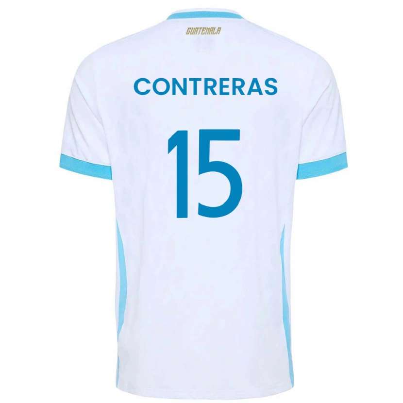 Danxen Niño Camiseta Guatemala Andy Contreras #15 Blanco Azul Cielo Oro 1ª Equipación 26-28 La Camisa México