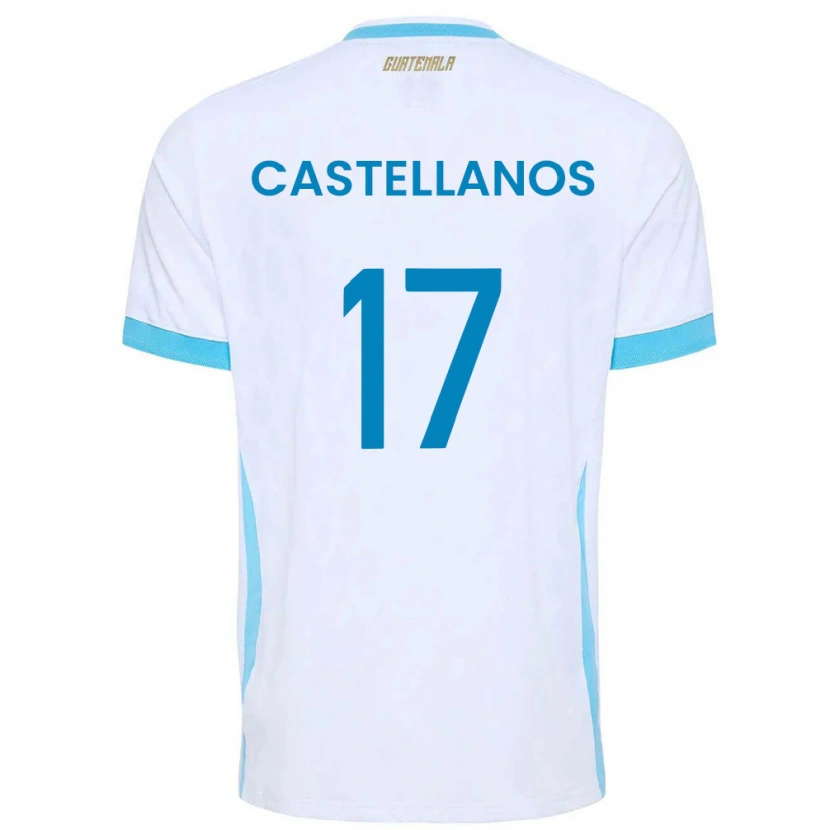Danxen Niño Camiseta Guatemala Óscar Castellanos #17 Blanco Azul Cielo Oro 1ª Equipación 26-28 La Camisa México