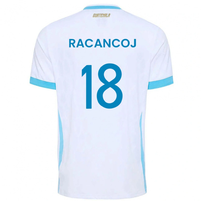Danxen Niño Camiseta Guatemala Justin Racancoj #18 Blanco Azul Cielo Oro 1ª Equipación 26-28 La Camisa México