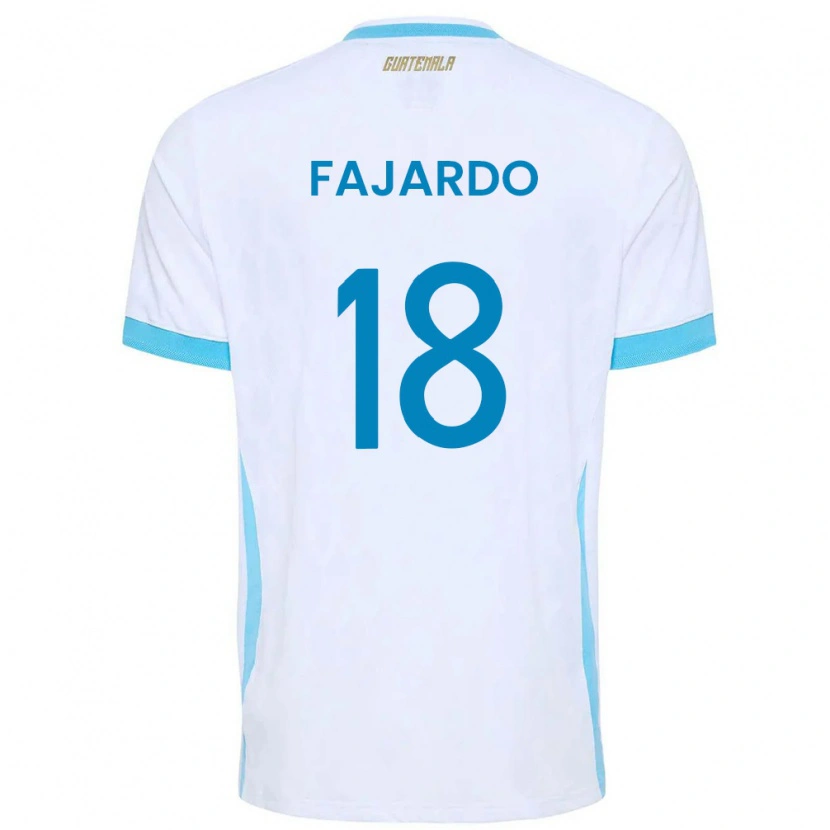 Danxen Niño Camiseta Guatemala William Fajardo #18 Blanco Azul Cielo Oro 1ª Equipación 26-28 La Camisa México