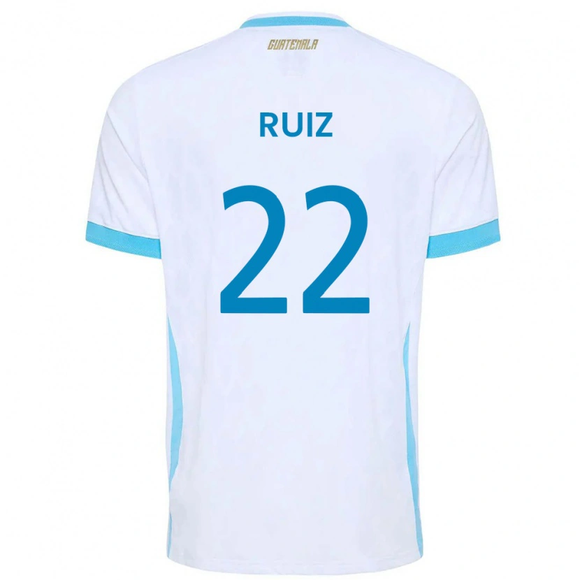 Danxen Niño Camiseta Guatemala Kevin Ruiz #22 Blanco Azul Cielo Oro 1ª Equipación 26-28 La Camisa México