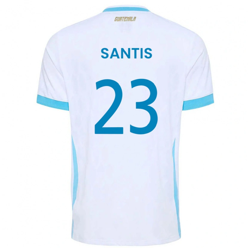 Danxen Niño Camiseta Guatemala Diego Santis #23 Blanco Azul Cielo Oro 1ª Equipación 26-28 La Camisa México