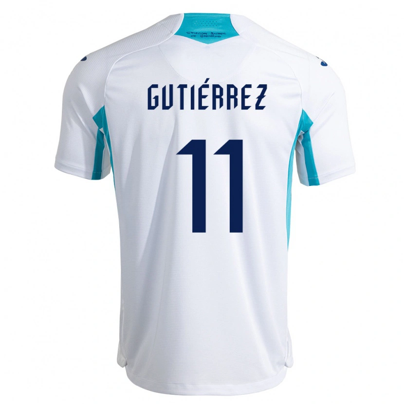 Danxen Niño Camiseta Honduras José Gutiérrez #11 Blanco Azul Azul Cielo 1ª Equipación 26-28 La Camisa México
