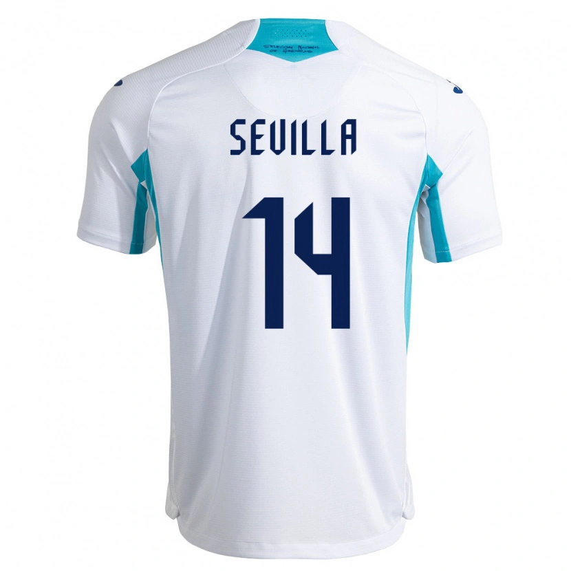 Danxen Niño Camiseta Honduras César Sevilla #14 Blanco Azul Azul Cielo 1ª Equipación 26-28 La Camisa México