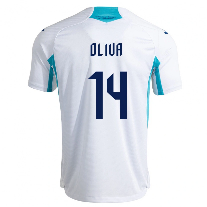Danxen Niño Camiseta Honduras Darell Oliva #14 Blanco Azul Azul Cielo 1ª Equipación 26-28 La Camisa México