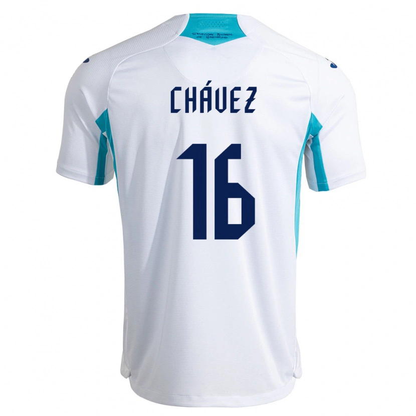 Danxen Niño Camiseta Honduras Charly Chávez #16 Blanco Azul Azul Cielo 1ª Equipación 26-28 La Camisa México