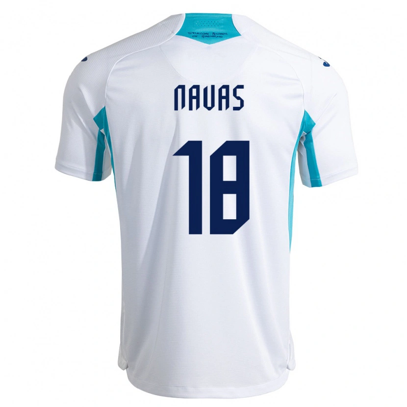 Danxen Niño Camiseta Honduras Johan Navas #18 Blanco Azul Azul Cielo 1ª Equipación 26-28 La Camisa México