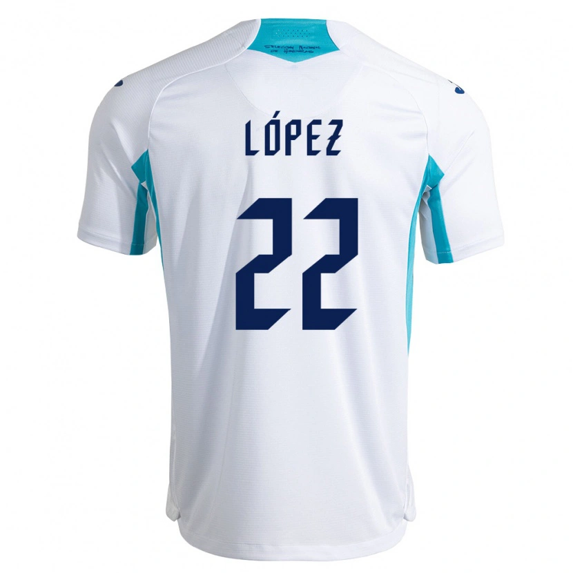 Danxen Niño Camiseta Honduras Luis López #22 Blanco Azul Azul Cielo 1ª Equipación 26-28 La Camisa México