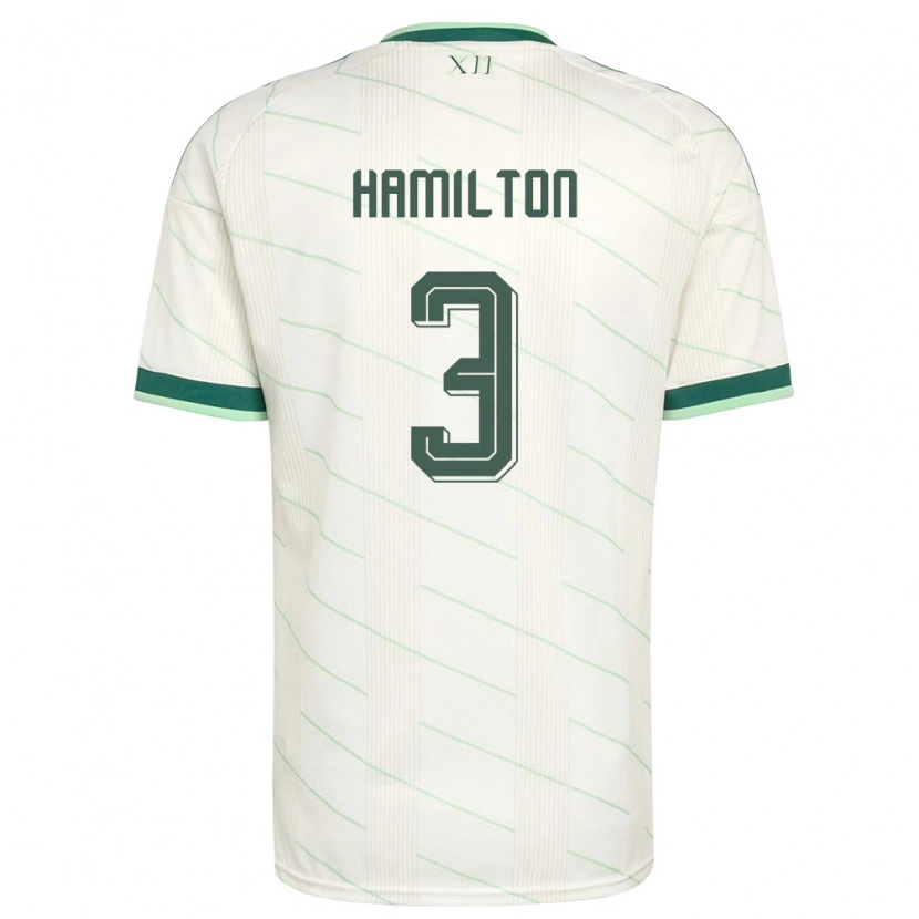 Danxen Niño Camiseta Irlanda Del Norte Brendan Hamilton #3 Blanco Verde 2ª Equipación 26-28 La Camisa México