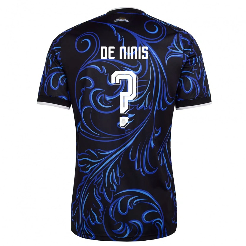 Danxen Niño Camiseta Argentina Santino De Ninis #0 Negro Blanco Azul Cielo 2ª Equipación 26-28 La Camisa México