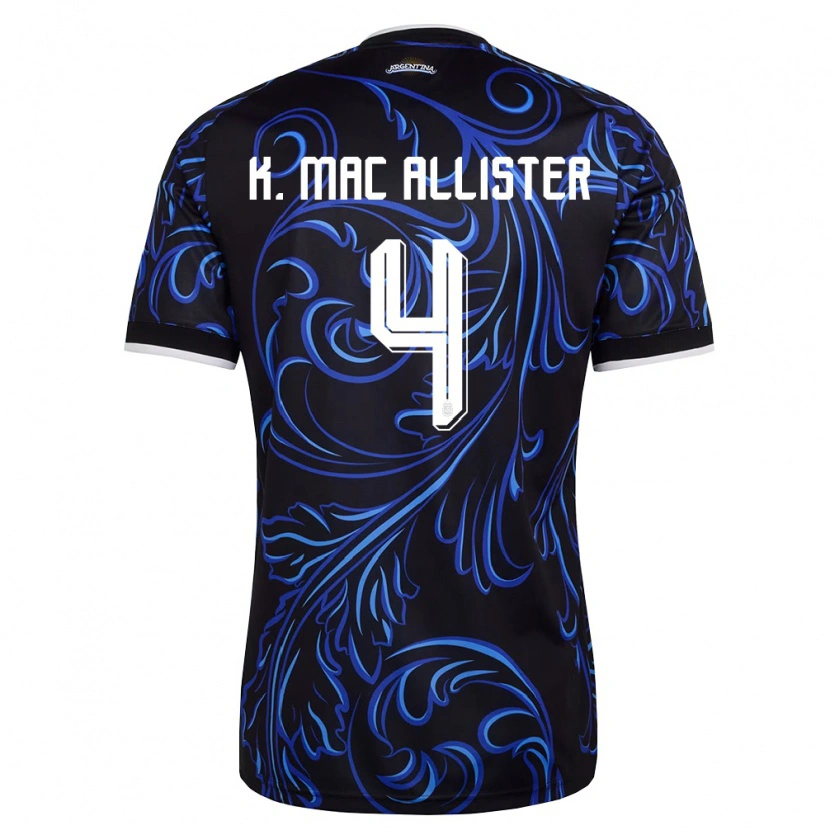Danxen Niño Camiseta Argentina Kevin Mac Allister #4 Negro Blanco Azul Cielo 2ª Equipación 26-28 La Camisa México