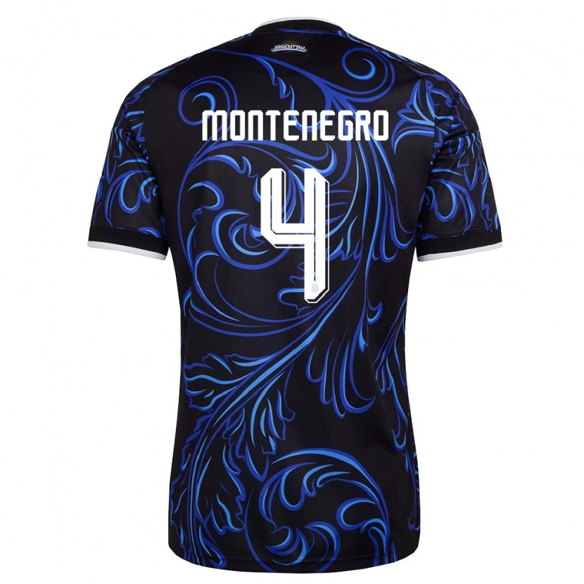 Danxen Niño Camiseta Argentina Ramiro Montenegro #4 Negro Blanco Azul Cielo 2ª Equipación 26-28 La Camisa México