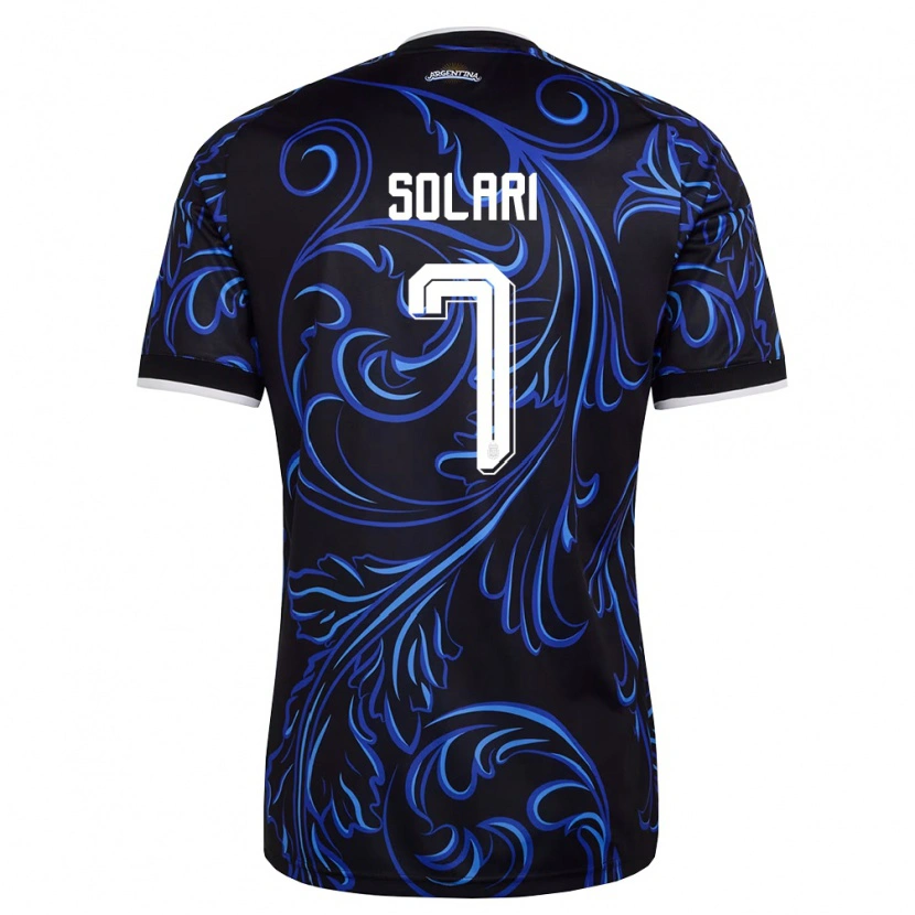 Danxen Niño Camiseta Argentina Pablo Solari #7 Negro Blanco Azul Cielo 2ª Equipación 26-28 La Camisa México
