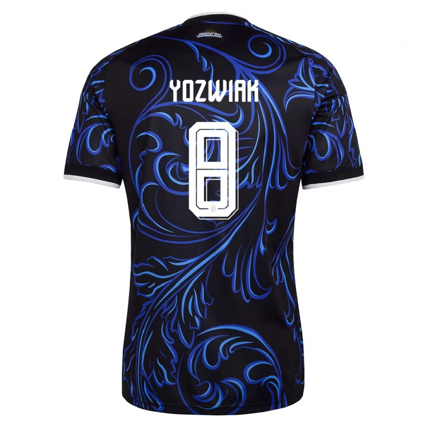 Danxen Niño Camiseta Argentina Facundo Yozwiak #8 Negro Blanco Azul Cielo 2ª Equipación 26-28 La Camisa México