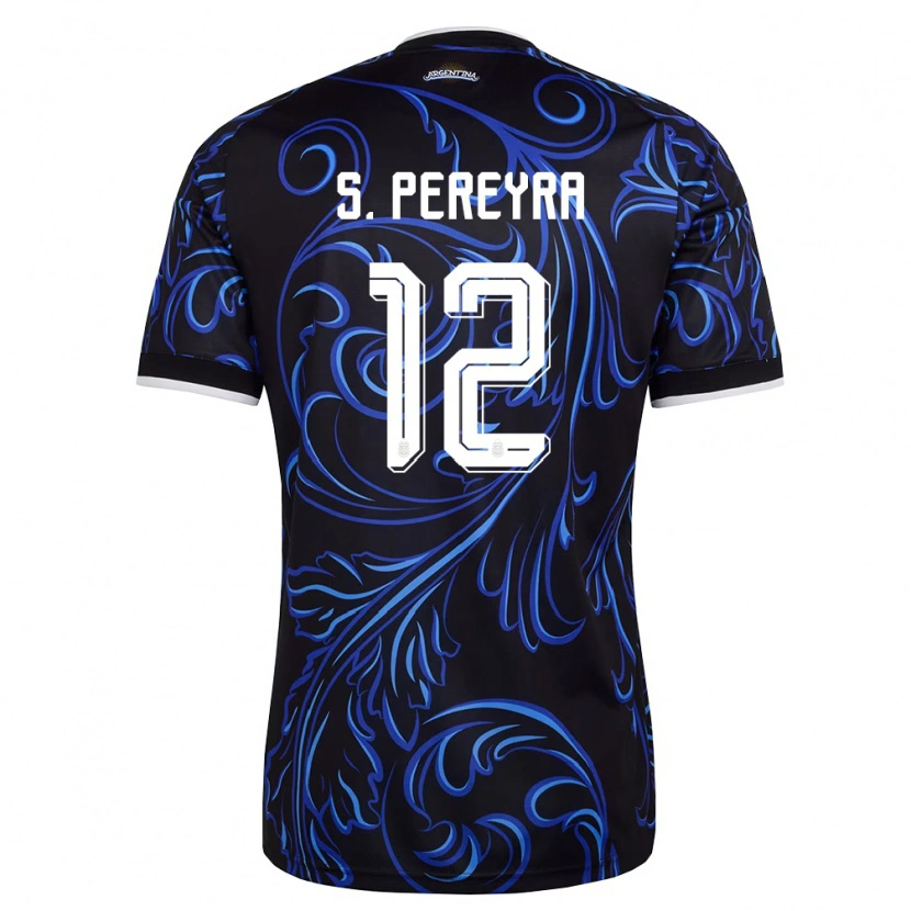 Danxen Niño Camiseta Argentina Solana Pereyra #12 Negro Blanco Azul Cielo 2ª Equipación 26-28 La Camisa México
