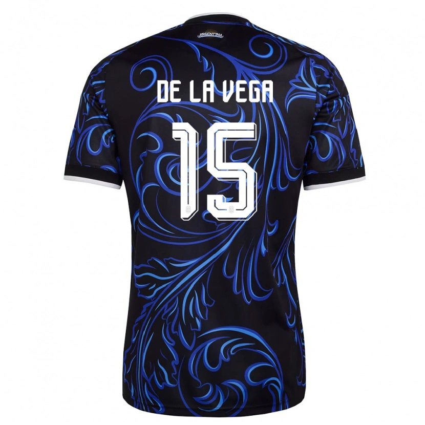 Danxen Niño Camiseta Argentina Pedro De La Vega #15 Negro Blanco Azul Cielo 2ª Equipación 26-28 La Camisa México
