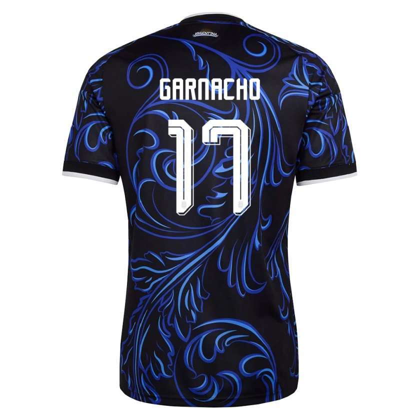 Danxen Niño Camiseta Argentina Alejandro Garnacho #17 Negro Blanco Azul Cielo 2ª Equipación 26-28 La Camisa México