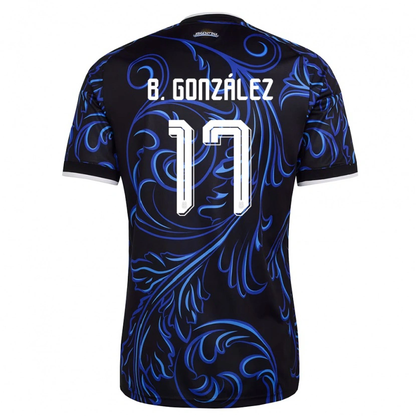 Danxen Niño Camiseta Argentina Bautista González #17 Negro Blanco Azul Cielo 2ª Equipación 26-28 La Camisa México
