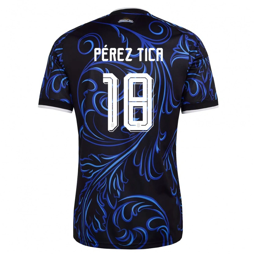 Danxen Niño Camiseta Argentina Jeremias Perez Tica #18 Negro Blanco Azul Cielo 2ª Equipación 26-28 La Camisa México