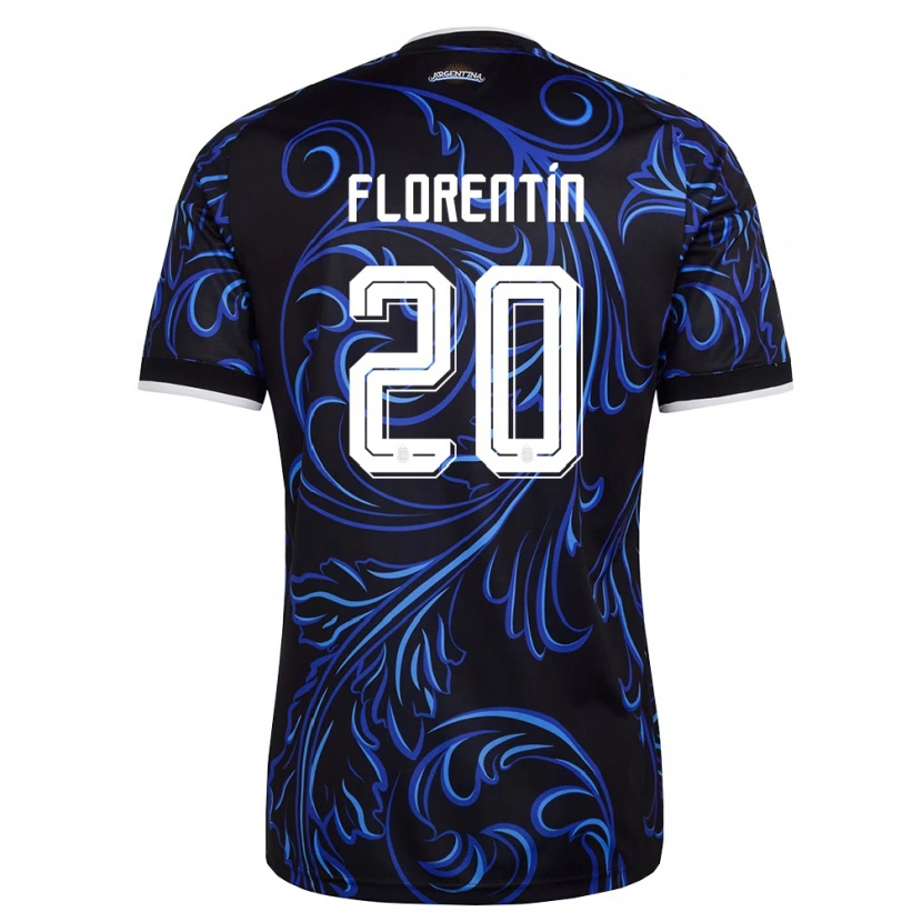 Danxen Niño Camiseta Argentina Ciro Florentín #20 Negro Blanco Azul Cielo 2ª Equipación 26-28 La Camisa México