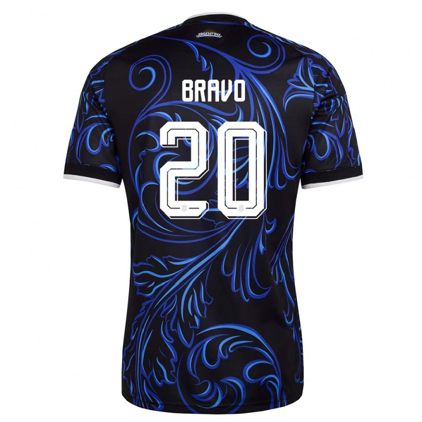 Danxen Niño Camiseta Argentina Ruth Bravo #20 Negro Blanco Azul Cielo 2ª Equipación 26-28 La Camisa México