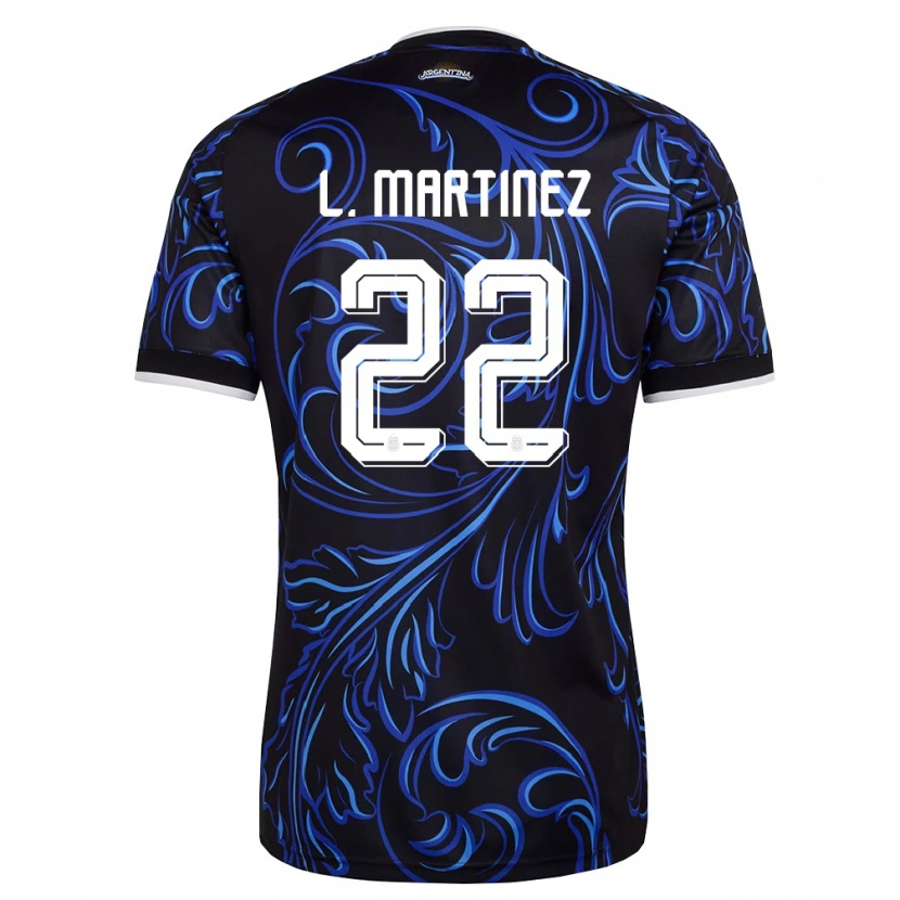 Danxen Niño Camiseta Argentina Lautaro Martínez #22 Negro Blanco Azul Cielo 2ª Equipación 26-28 La Camisa México