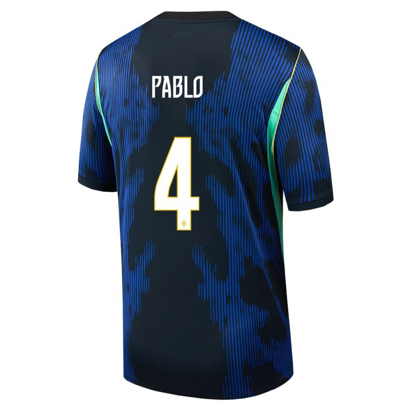 Danxen Niño Camiseta Brasil Ruan Pablo #4 Azul Amarillo Marino 2ª Equipación 26-28 La Camisa México
