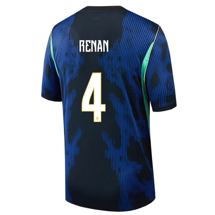 Danxen Niño Camiseta Brasil Robert Renan #4 Azul Amarillo Marino 2ª Equipación 26-28 La Camisa México