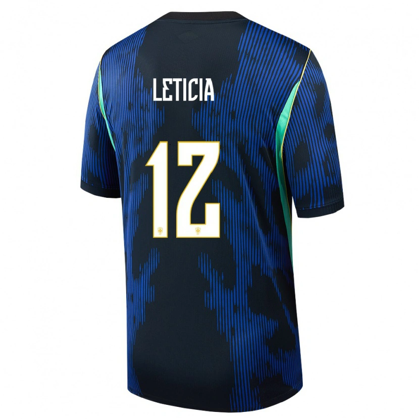 Danxen Niño Camiseta Brasil Leticia #12 Azul Amarillo Marino 2ª Equipación 26-28 La Camisa México