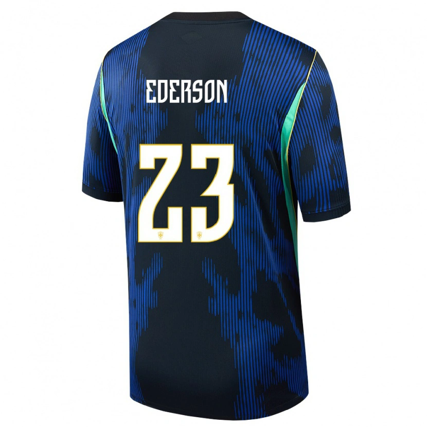 Danxen Niño Camiseta Brasil Ederson #23 Azul Amarillo Marino 2ª Equipación 26-28 La Camisa México