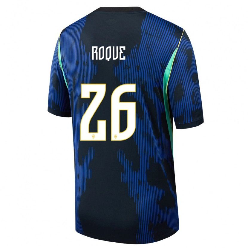 Danxen Niño Camiseta Brasil Vitor Roque #26 Azul Amarillo Marino 2ª Equipación 26-28 La Camisa México