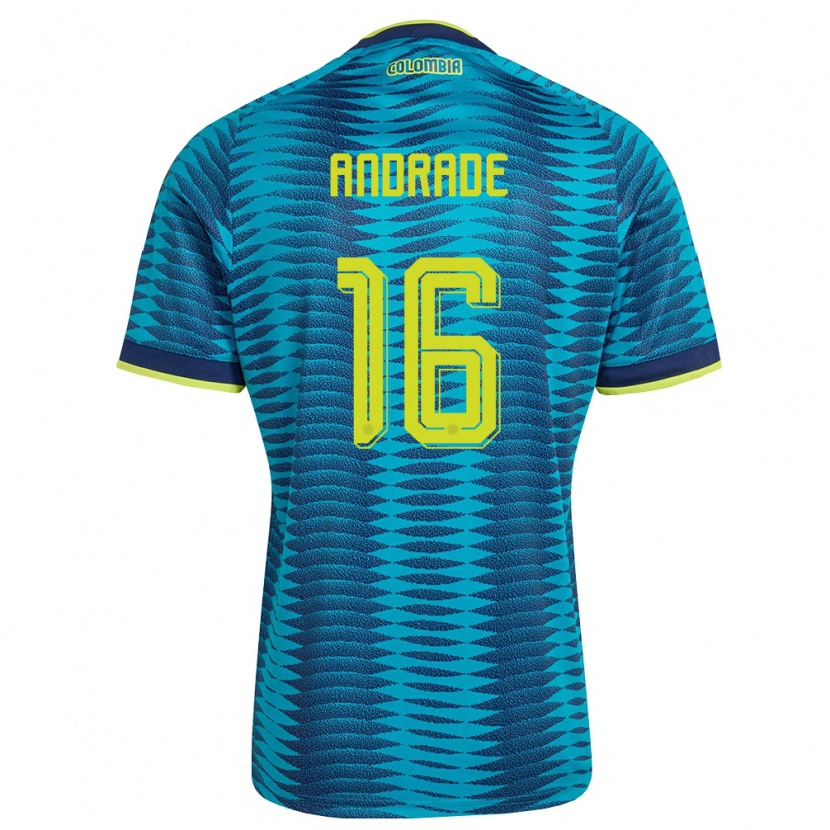 Danxen Niño Camiseta Colombia Lady Andrade #16 Azul Amarillo Marino 2ª Equipación 26-28 La Camisa México