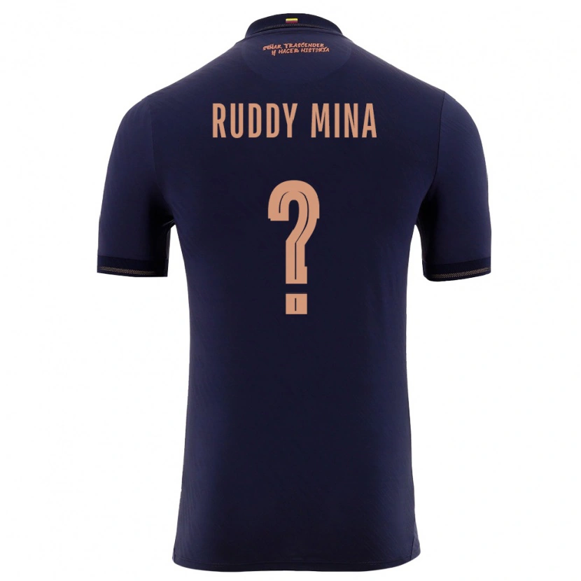 Danxen Niño Camiseta Ecuador Ruddy Mina #0 Marino Oro 2ª Equipación 26-28 La Camisa México