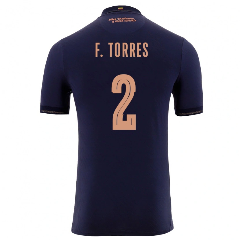 Danxen Niño Camiseta Ecuador Félix Torres #2 Marino Oro 2ª Equipación 26-28 La Camisa México