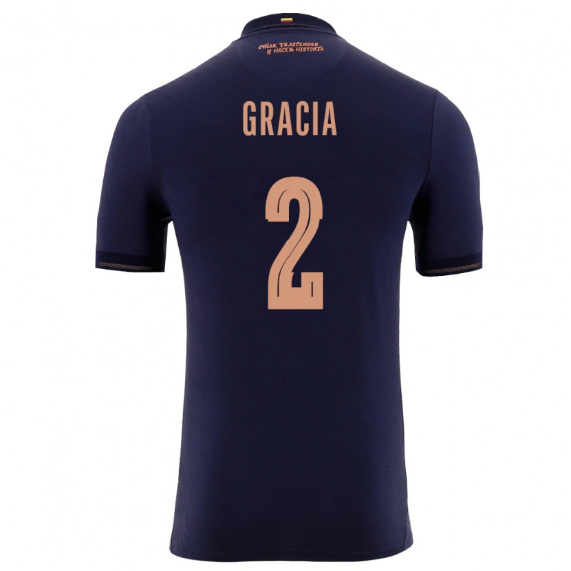 Danxen Niño Camiseta Ecuador Ericka Gracia #2 Marino Oro 2ª Equipación 26-28 La Camisa México