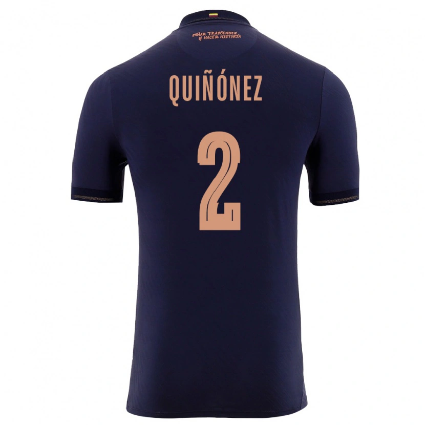 Danxen Niño Camiseta Ecuador Óscar Quiñónez #2 Marino Oro 2ª Equipación 26-28 La Camisa México