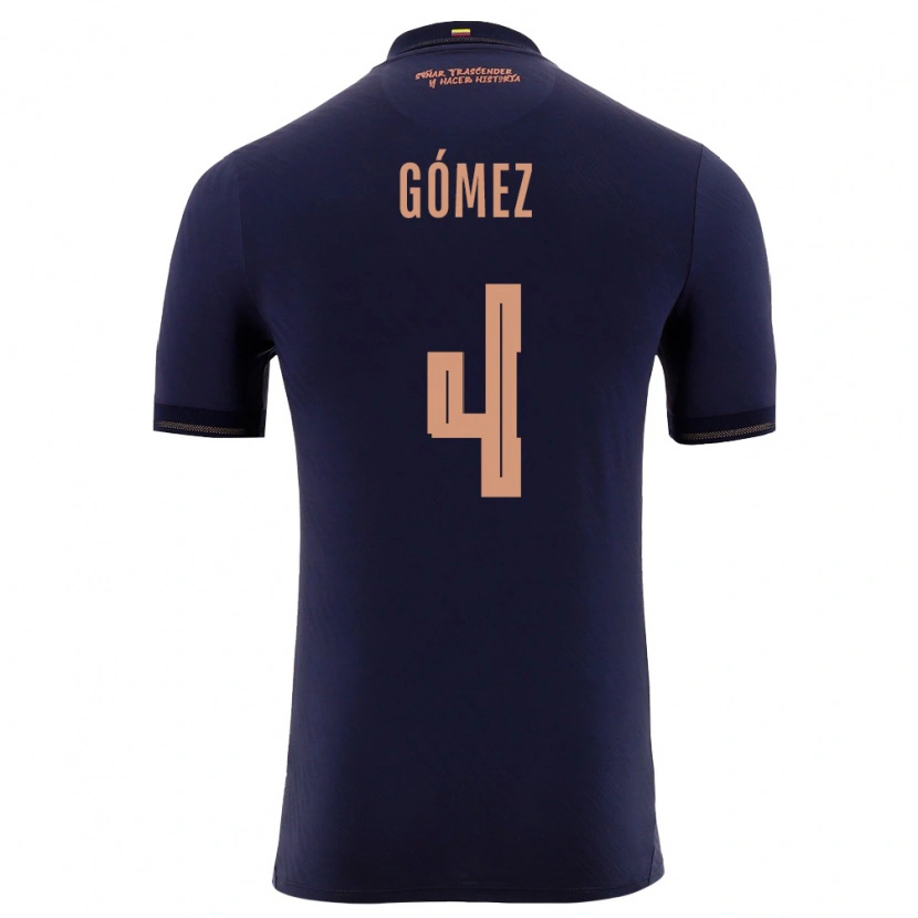 Danxen Niño Camiseta Ecuador Aldahir Gómez #4 Marino Oro 2ª Equipación 26-28 La Camisa México