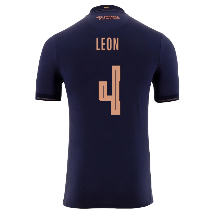 Danxen Niño Camiseta Ecuador Fernando Leon #4 Marino Oro 2ª Equipación 26-28 La Camisa México