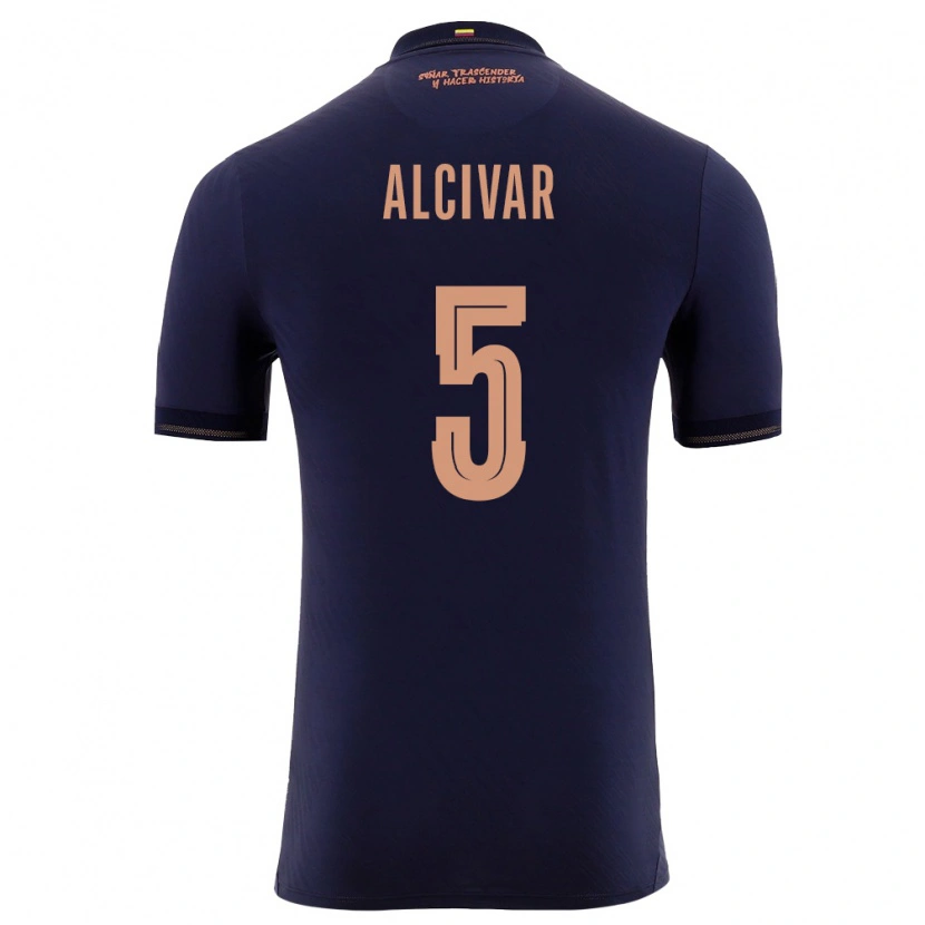 Danxen Niño Camiseta Ecuador Jordy Alcívar #5 Marino Oro 2ª Equipación 26-28 La Camisa México