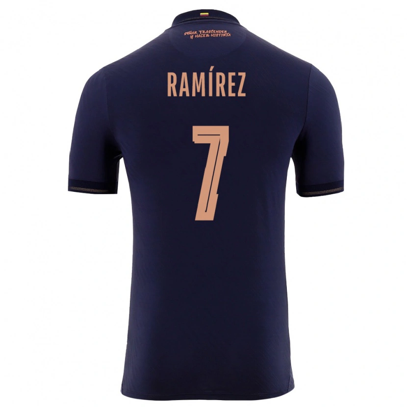 Danxen Niño Camiseta Ecuador Jalmar Ramírez #7 Marino Oro 2ª Equipación 26-28 La Camisa México