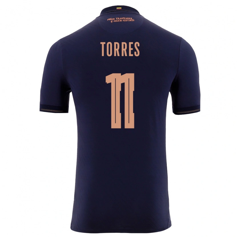 Danxen Niño Camiseta Ecuador Ambar Torres #11 Marino Oro 2ª Equipación 26-28 La Camisa México