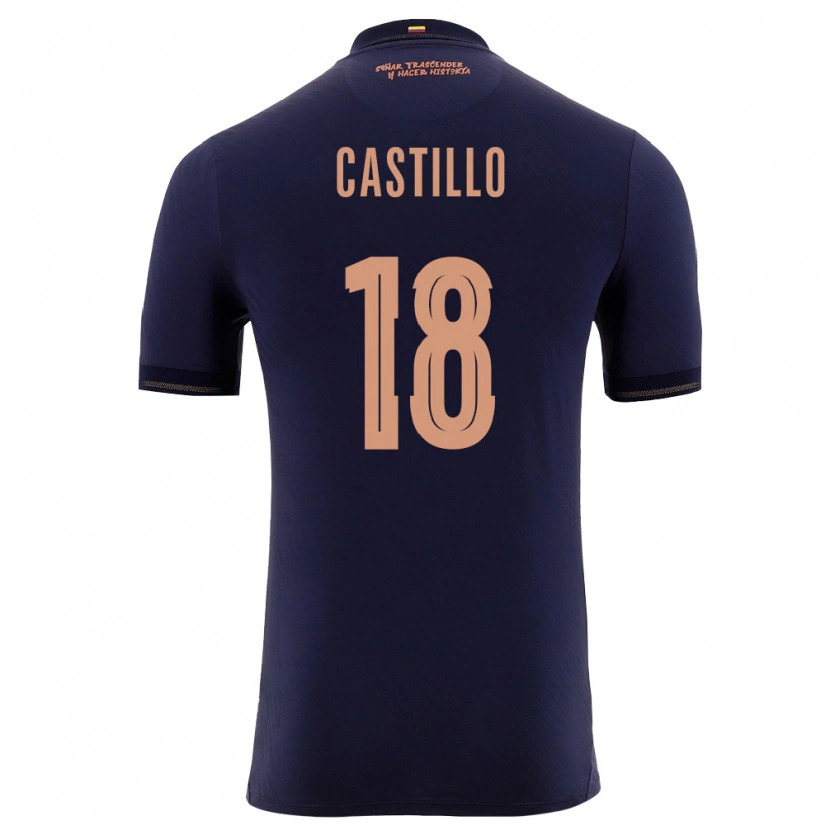Danxen Niño Camiseta Ecuador Denil Castillo #18 Marino Oro 2ª Equipación 26-28 La Camisa México