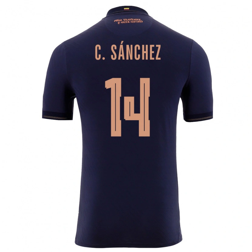 Danxen Niño Camiseta Ecuador Carlos Sánchez #14 Marino Oro 2ª Equipación 26-28 La Camisa México