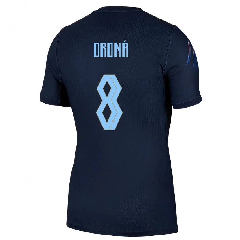 Danxen Niño Camiseta Uruguay Marco Oroná #8 Negro Azul 2ª Equipación 26-28 La Camisa México